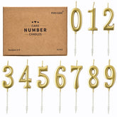 PHD CAKE gold numeral candles on cake for elegant birthday vibes