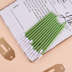 PHD CAKE green long thin candles with holder keep wax off the cake