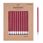 PHD CAKE red long taper candle on cake adds elegant birthday ambience