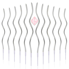 PHD CAKE silver spiral long thin candle in a birthday setup
