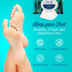 pHeet Foot Wipes anti-fungal formula targets microbes while cleansing feet