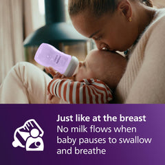 Philips Avent anti-colic valve visible during feeding