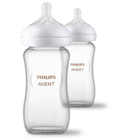 Philips Avent natural glass bottle 8oz supports baby's natural feeding rhythm.