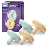 Philips Avent Soothie pacifier green close-up showing one-piece design for easy cleaning