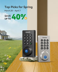 Philips Wi‑Fi door lock fingerprint sensor close-up for fast entry.
