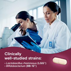 Close-up label highlighting LGG and BB-12 probiotic strains