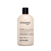 Philosophy Cinnamon Bun Shampoo bottle highlighting fragrance and gentle cleansing.