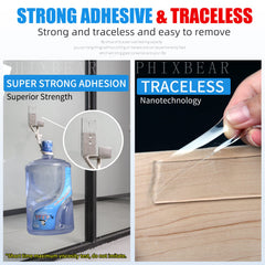 PHIXBEAR tape secures shelves without drilling for quick setups.