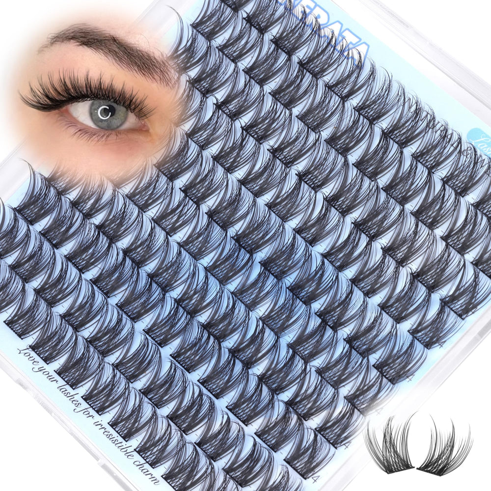 PHKERATA 14mm natural cluster lashes in wispy style for subtle daily volume.