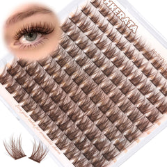 PHKERATA brown lash clusters, wispy 10–16mm for natural elongation