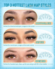 PHKERATA Flora Lash Clusters C-curve lift enhances natural eye opening.