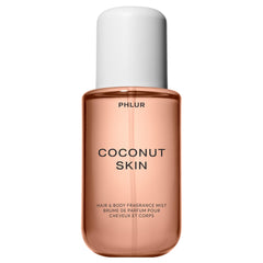 PHLUR Coconut Skin Body Mist bottle with tropical aroma for hair and skin.