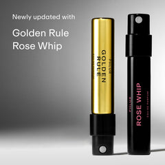 PHLUR Golden Rule 2mL sample bottle for warm, amber-inspired scent exploration.