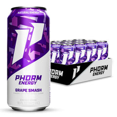 Phorm Energy Grape Smash can front view showing bold branding and energy promise