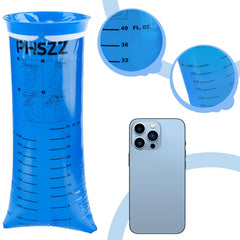 PHSZZ emesis bag with measurement marks helps track volume.