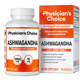 Physician's CHOICE ashwagandha bottle provides convenient daily stress support.