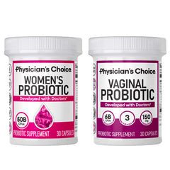 Physician's CHOICE feminine power duo bottle front for daily vaginal and digestive support