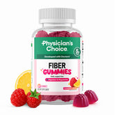 Physician’s Choice Raspberry Lemon Fiber Gummies bottle promotes daily digestive wellness.