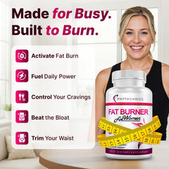 PHYTOCHOICE Belly Fat Burner bottle pour demonstrates easy dosing for consistent daily intake.