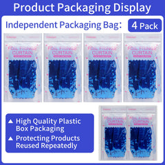 Picoway blue laser tinsel curtain creates a vivid photo booth backdrop