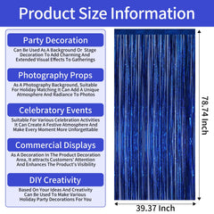 Picoway blue durable metallic fringe curtain adds color through sunlit shimmer