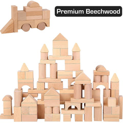 Pidoko Kids natural beech wood blocks provide durable, safe stacking play.