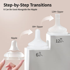 Pigeon 12M+ flat-head sipper with cross-cut flow for toddlers.