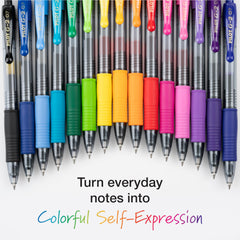PILOT G2 Rainbow Colors Pack ergonomic grip improves comfortable long writing sessions.