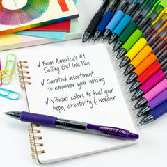 PILOT G2 Rainbow Colors Pack pens lined up for color-coded planning and journaling.