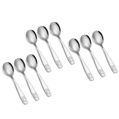 Pimoys bear-pattern toddler spoons for easy self-feeding.