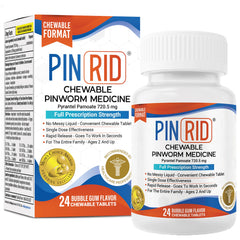 PIN RID bubblegum tablet pack for family use, tasty chewable for easy dosing