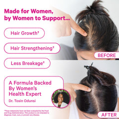 Pink Stork Postpartum Hair Loss Gummies closeup shows gummies and strawberry flavor