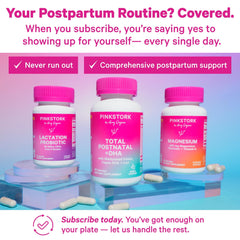 Pink Stork Total Postnatal bottle with spoon for easy daily ritual