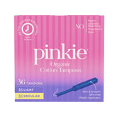 Pinkie Organic Tampons show the organic cotton core for comfortable all-day protection.