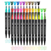Piochoo dual brush markers in 24 colors for versatile coloring.