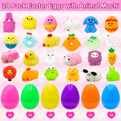 PIONJOY Mochi squishies inside eggs for joyful squeezing and play.