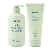 Pipette Fragrance Free Wash bottle pour for gentle cleansing of delicate skin.