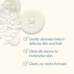 Pipette Vanilla and Ylang Ylang shampoo pour demonstrates tear-free use.