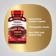 Piping Rock Apple Cider Vinegar Caplets pour—easy-to-swallow on-the-go format.