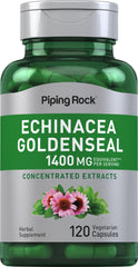 Piping Rock Echinacea Goldenseal capsules bottle for daily wellness exploration.