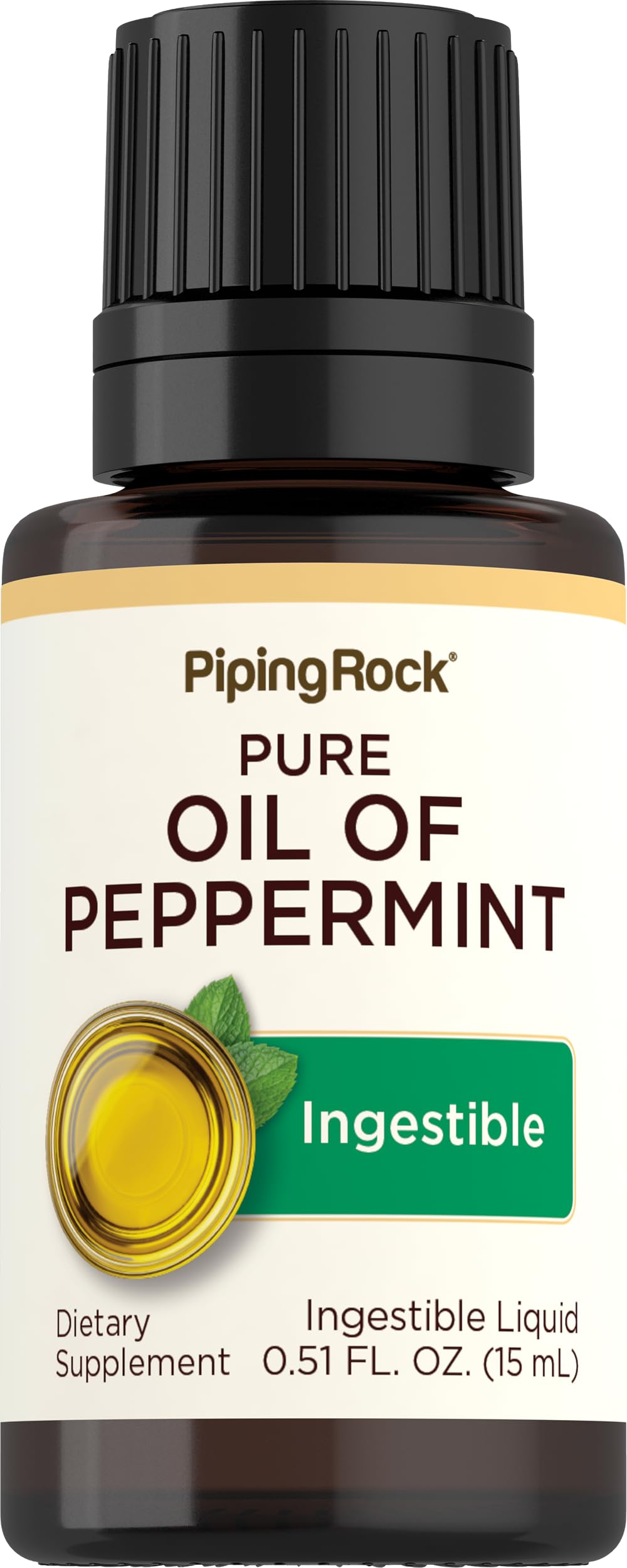 Piping Rock Peppermint Oil 15ml bottle for a refreshing flavor boost in foods and drinks.