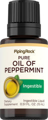 Piping Rock Peppermint Oil 15ml bottle for a refreshing flavor boost in foods and drinks.