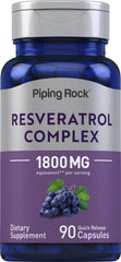 Piping Rock Resveratrol Complex bottle front view highlights ultra potent formula