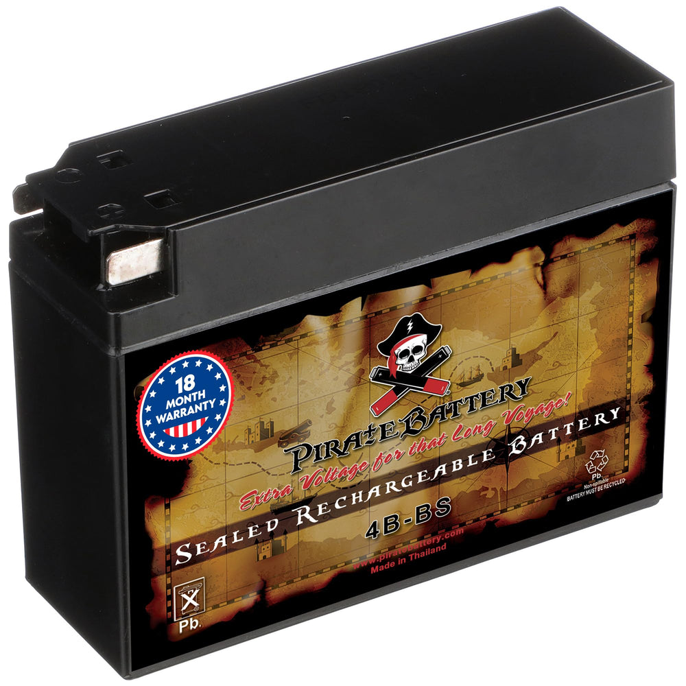 Pirate Battery YTX4B-BS 12V 40CCA battery full view for scooter power
