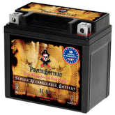 Pirate Battery YTX5L-BS top view showing compact footprint for easy installation.