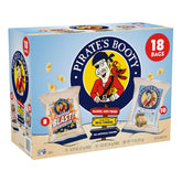 Pirate's Booty aged white cheddar bag shows crispy baked puffs with real cheese.