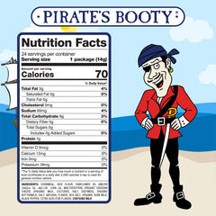 Pirate's Booty aged white cheddar puffs in lunchbox, kid-friendly snack.