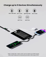 PISEN power bank LED display indicating battery level and status.