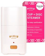 Pixie Cup Steam Cleaner front view in white, compact and discreet for shared spaces.