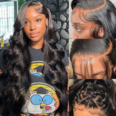 Pizazz 13x6 lace front wig detail shows seamless hairline for natural look